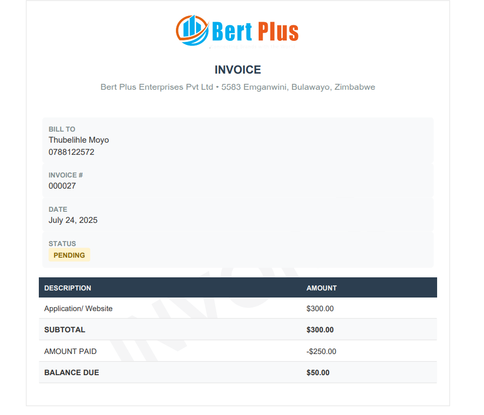Invoice example