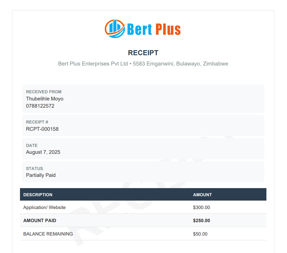 Receipt example