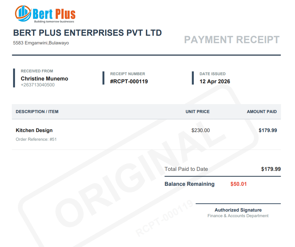 Receipt example